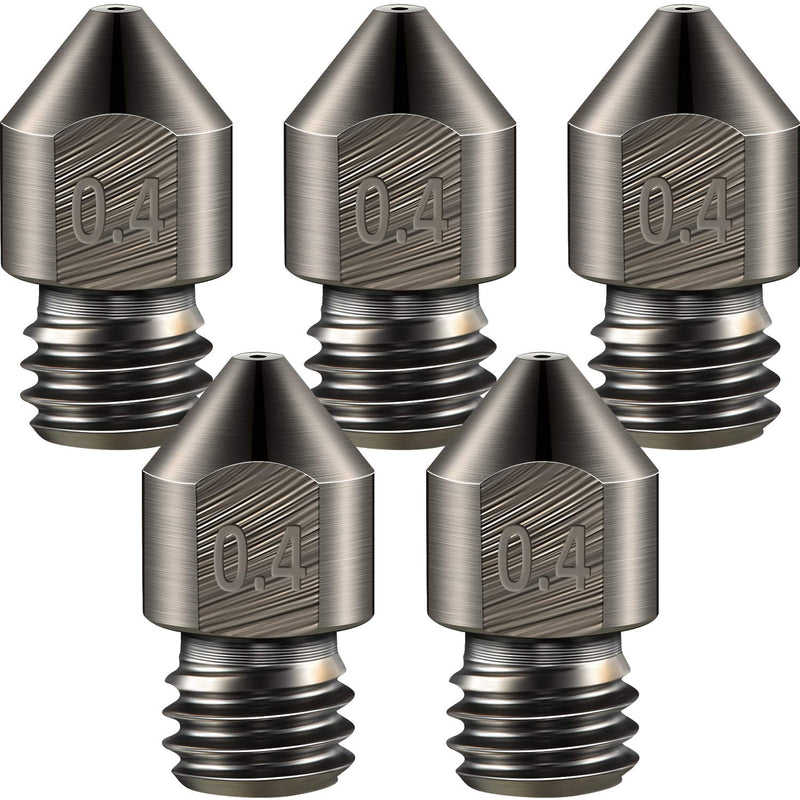  [AUSTRALIA] - Hardened Steel Nozzle 0.4 mm/ 1.75 mm 3D Printer MK8 Nozzles Tool High Temperature Wear Resistant Compatible with Makerbot, Creality CR-10 All Metal Hotend, Ender 3/ Ender3 pro, Prusa i3 (5 Pieces)