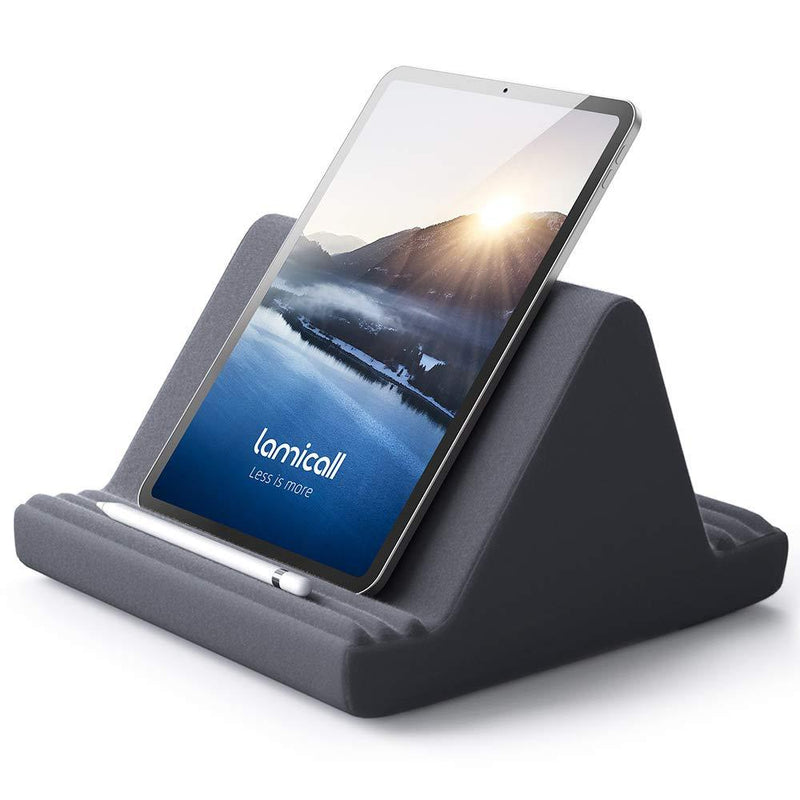  [AUSTRALIA] - Tablet Pillow Stand, Pillow Soft Pad for Lap - Lamicall Tablet Holder Dock for Bed with 6 Viewing Angles, Compatible with iPad Pro 9.7, 10.5,12.9 Air Mini 4 3, Kindle, Galaxy Tab, E-Reader - Dark Gray Grey