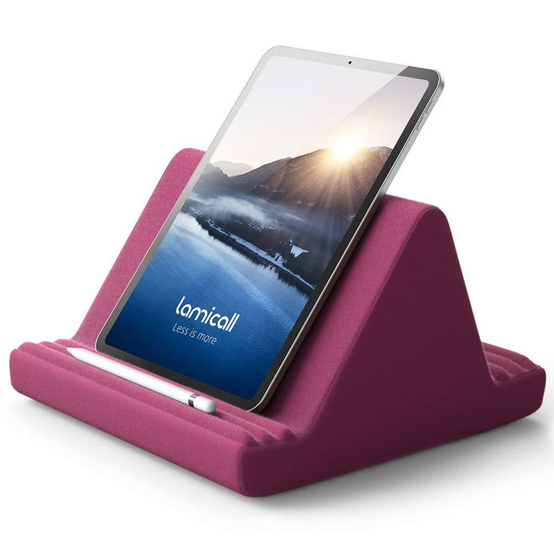  [AUSTRALIA] - Tablet Pillow Stand, Pillow Soft Pad for Lap - Lamicall Tablet Holder Dock for Bed with 6 Viewing Angles, for iPad Pro 9.7, 10.5,12.9 Air Mini 4 3, Kindle, Galaxy Tab, E-Reader - Purplish Red