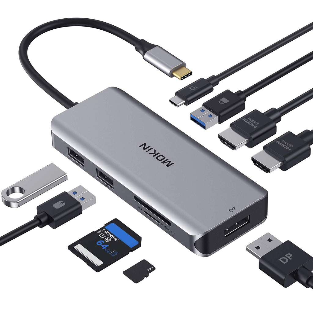  [AUSTRALIA] - Docking Station, USB C Adapter Dual HDMI, 9 in 1 Triple Display Multiport Adapter Dongle with 2 HDMI 4K, DisplayPort, 3 USB, 100W PD, SD/TF Card Reader for MacBook Pro Air Type C Laptops