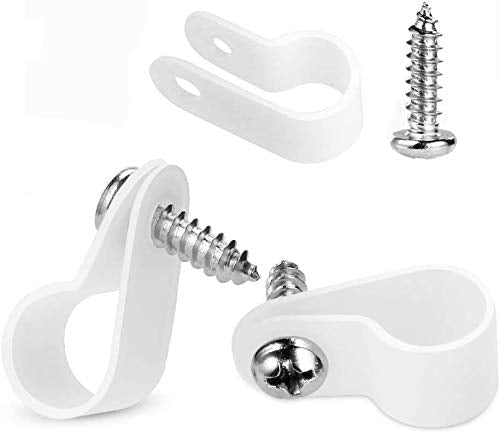  [AUSTRALIA] - LOKMAN 100 Pack 1/4 Inch Rope Light P-Style Mounting Clips with Compatible Stainless Steel Pan Head Phillips Screws 1/4 in (100+100)