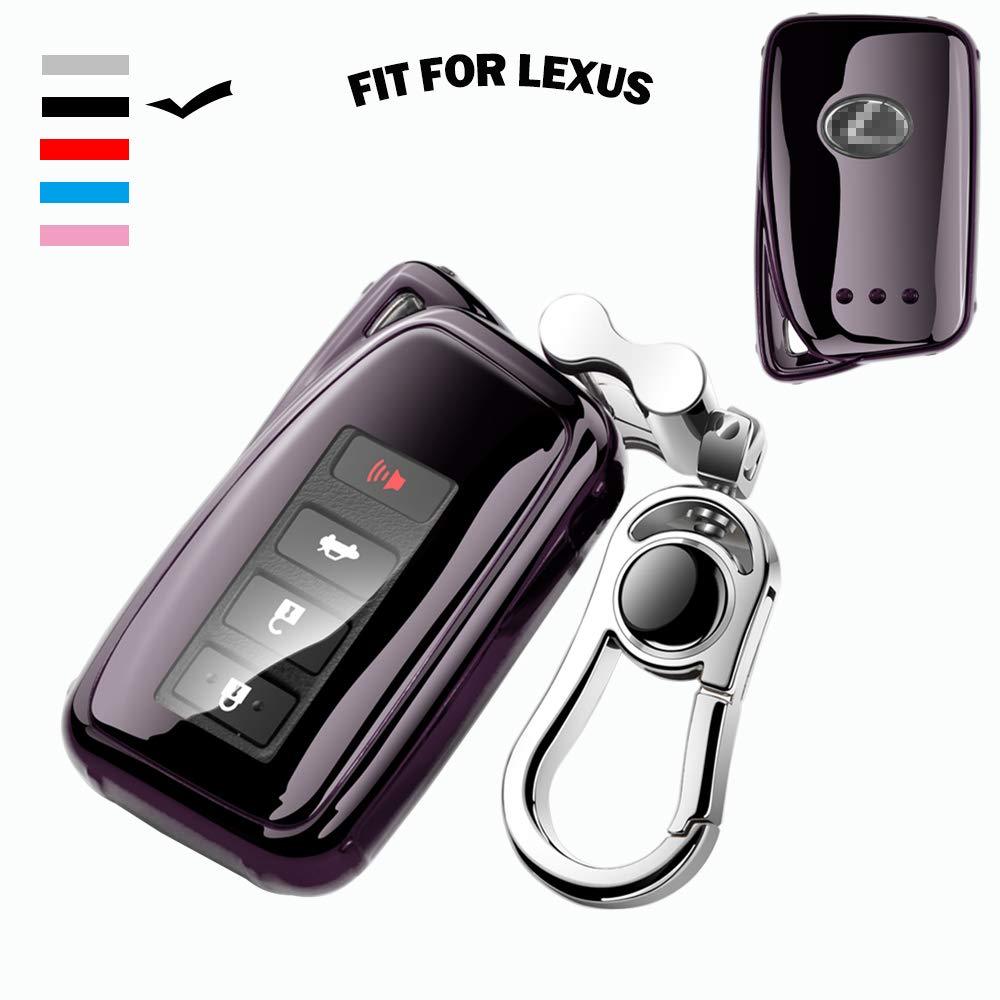 K LAKEY Key Fob Cover,Suitable for Lexus 2013-Up RX is ES GS LS NX RS GX LX RC LC Key Fob,Smart Car Key Soft TPU Case Keyless Shell Protector Key Fob Jacket with Alloy Keychain Black - LeoForward Australia