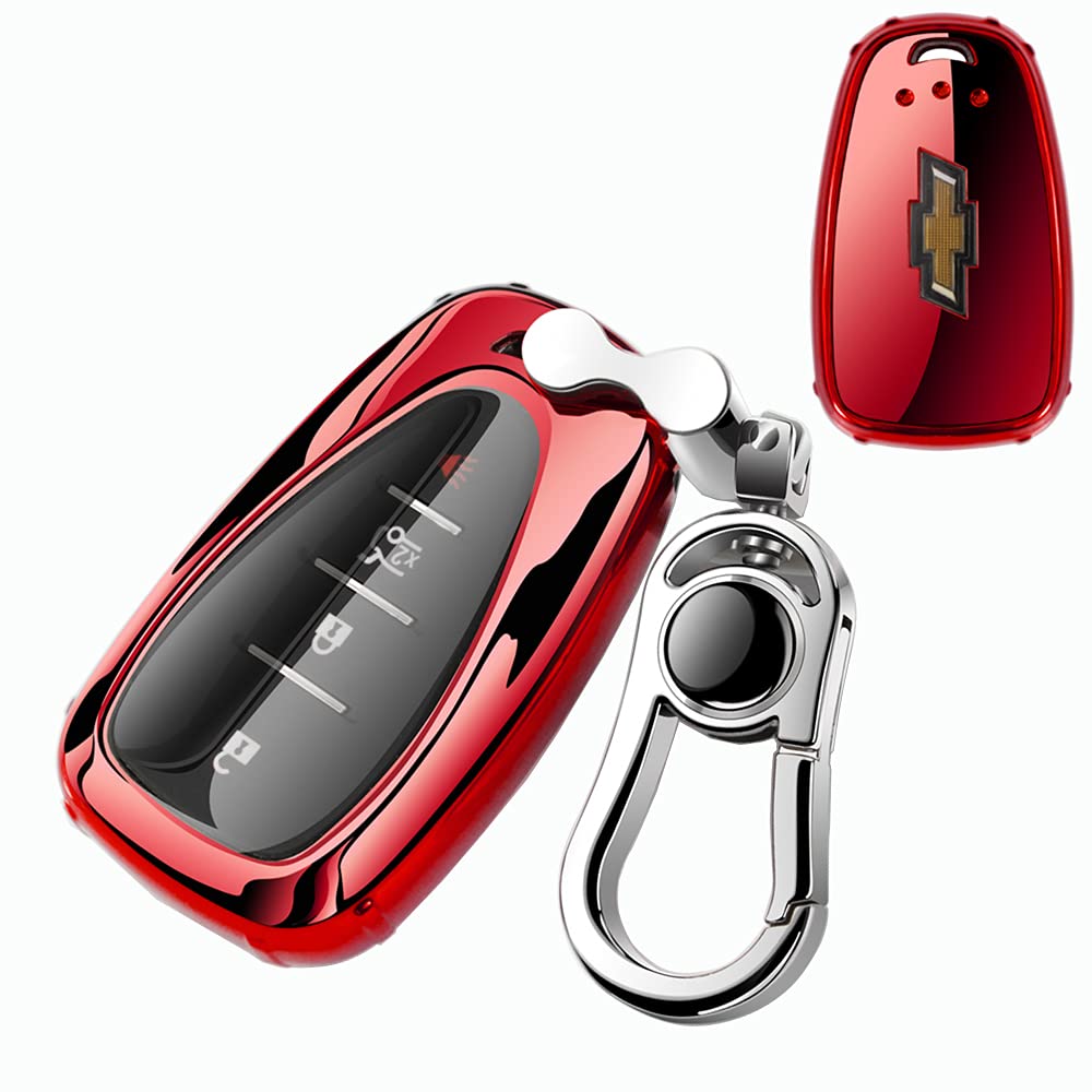 K LAKEY Key Fob Cover, Compatible with Chevy with Alloy Keychain Red - LeoForward Australia