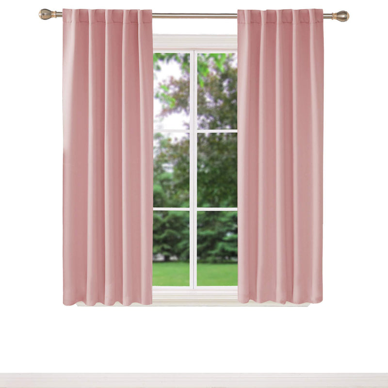 [AUSTRALIA] - Deconovo Short Blackout Curtains for Small Windows Thermal Insulated Rod Pocket and Back Tab Curtains 42x45 Inch Coral Pink 2 Panels 42W x 45L Inch