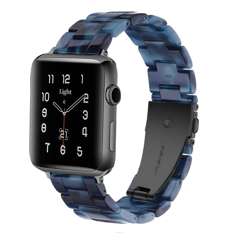  [AUSTRALIA] - Light Apple Watch Band - Fashion Resin iWatch Band Bracelet Compatible with Stainless Steel Buckle for Apple Watch Series 6 Series SE Series 5 Series 4 Series 3 Series 2 Series1 (Dark blue, 38mm/40mm) Dark blue 38mm/40mm/41mm