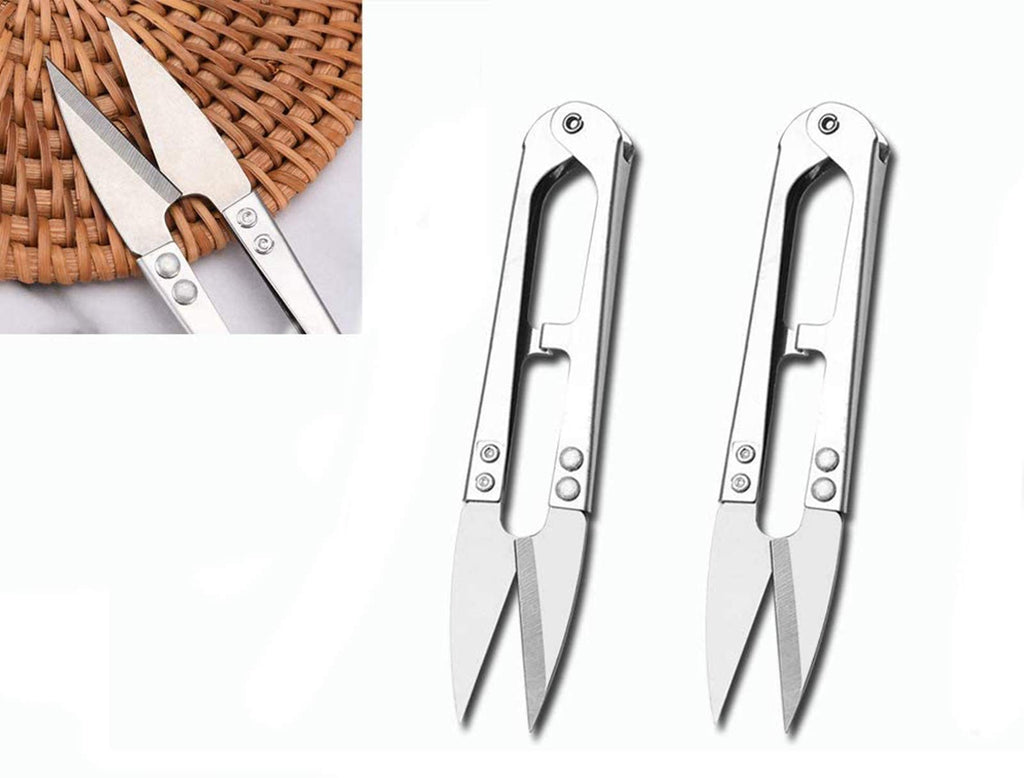  [AUSTRALIA] - Zittop 2pcs Premium Stainless Steel 4.2in U Sewing Scissors Clippers, Embroidery Yarn Scissors Mini Thread Sewing Cutter, Yarn Fishing Mini Small Snips Trimming Nipper Great for Stitch (Silver)