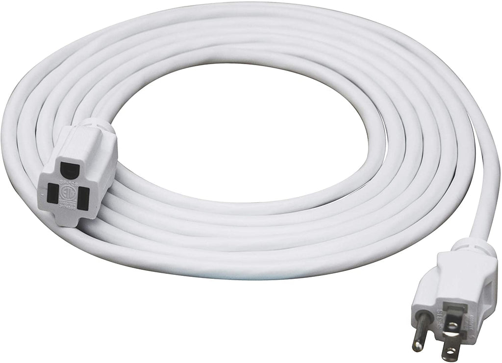  [AUSTRALIA] - Clear Power 12ft Outdoor Extension Cord, 3-Prong, 16 Gauge General Purpose Power Cord, Grounded Plug, White, Flame Retardant, Water & Weather Resistant, DCOC-0205-DC 12 ft 16/3 - 3 PRONG GROUNDED PLUG