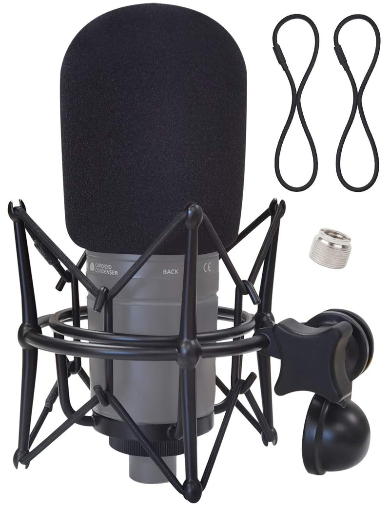  [AUSTRALIA] - Boseen Microphone Shock Mount with Foam Windscreen Compatible with AT2020 AT2020USB+ AT2020USBi, Spider Shockmount Holder with Mic Cover Pop Filter and Screw Adapter Eliminates Vibration Noise