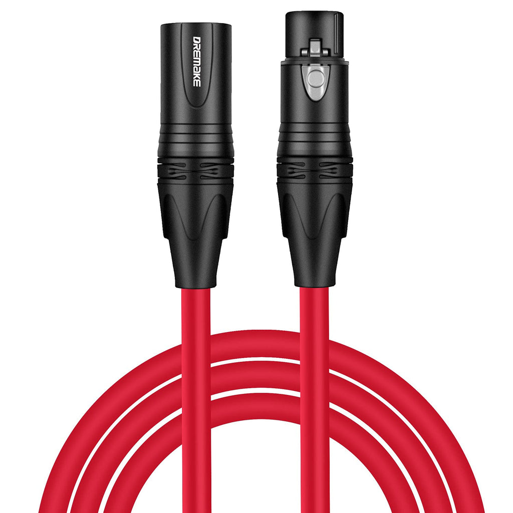  [AUSTRALIA] - DREMAKE XLR Instrument Microphone Audio Extension Cord 15FT Balanced 3 Pin XLR Male to XLR Female Mic Cable - Red 15FT/4.5M