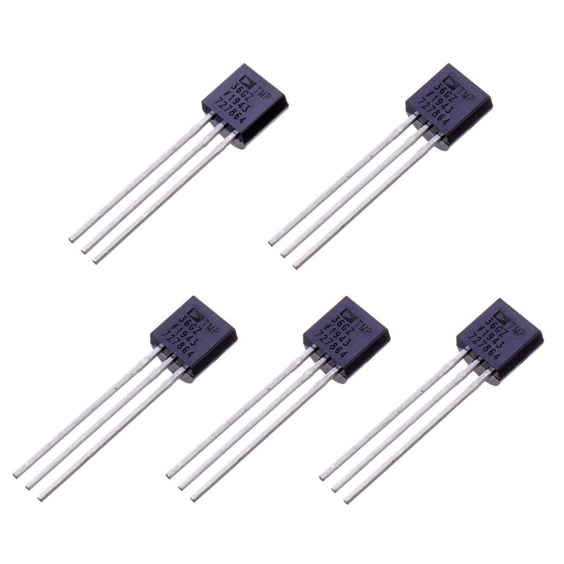  [AUSTRALIA] - BOJACK TMP36 Temperature Sensors 3 Pin TMP36GZ High Precision Celsius Temperature Sensor (Pack of 5 Pcs)