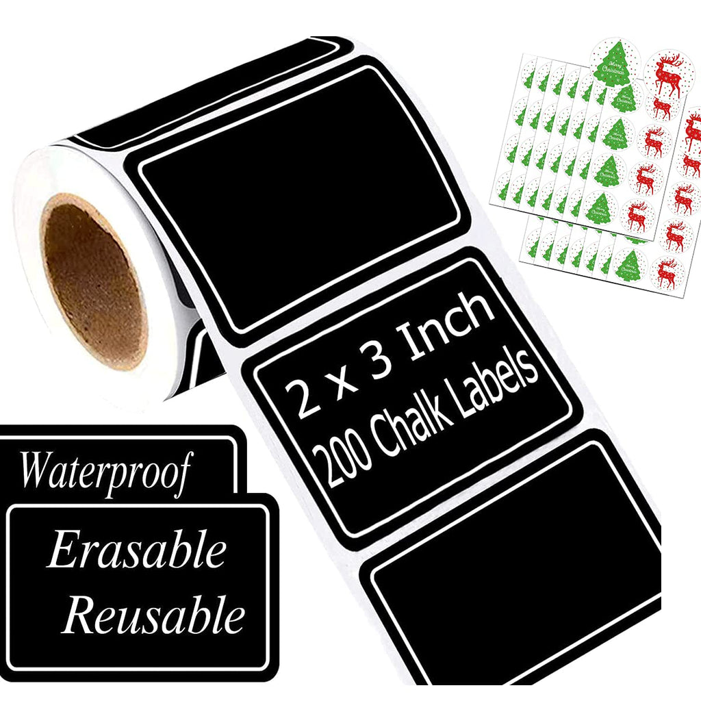 Rectangle Waterproof Chalkboard Label Stickers Reusable Pantry Labels 2" x 3" -Black Rectangle Color Coding Labels Chalkboard Stickers for Jars,Name,Tag,Kilner Jars,Boxes,Craft,Office Supplies,Parties 2x3 inch - LeoForward Australia