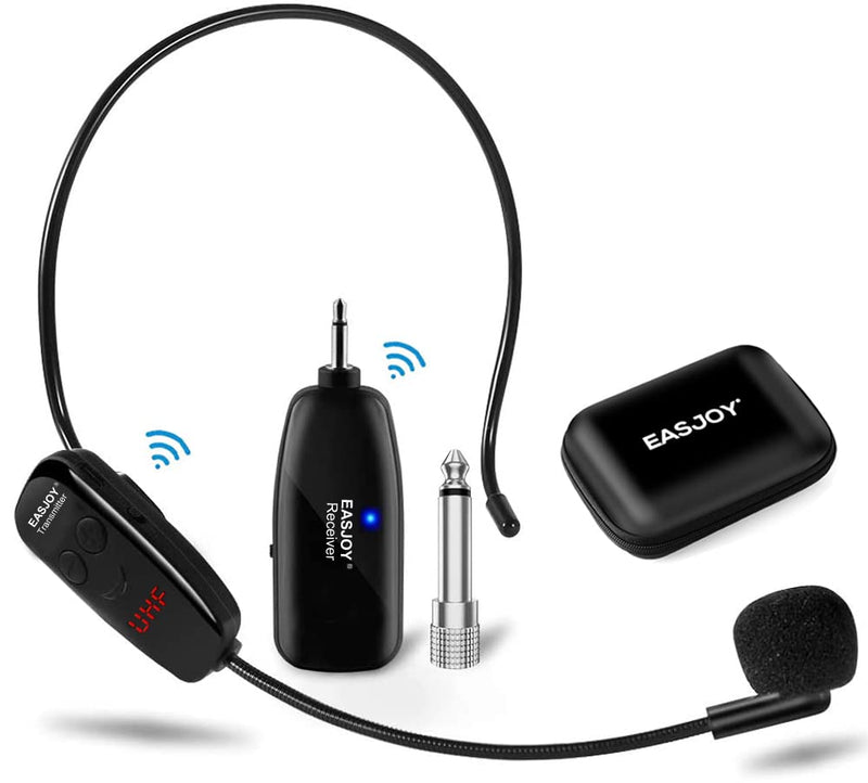  [AUSTRALIA] - Wireless Microphone Headset,Rechargable UHF Transmitter & Receiver Microphones System,2 in 1 Mic for Voice Amplifier,Pa System,Stage Speaker,Singing,Speaking,-Not Suitable for iPhone & Smartphones