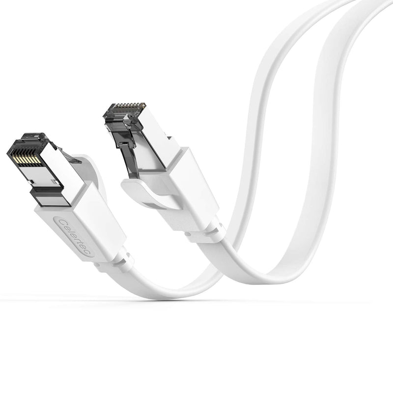  [AUSTRALIA] - CAT8 Ethernet Cable, 25ft, Cat 8 Flat Patch Cable with RJ45 Connector,25/40Gbps 2000MHz Gigabit Ethernet LAN Cable, U/FTP, Indoor& Outdoor, Compatible with Laptop, Switch, Router, PS5, PS4