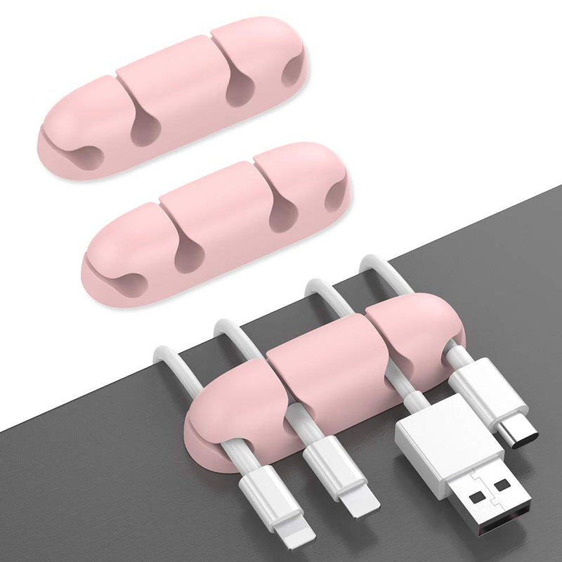  [AUSTRALIA] - AhaStyle 3 Pack Cord Holders for Desk, Strong Adhesive Cord Keeper Cable Clips Organnizer for Organizing USB Cable/Power Cord/Wire Home Office and Car(Pink) Pink