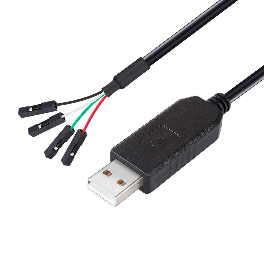 DTECH USB to TTL Serial Adapter 3.3V Debug Cable TX RX Signal 4 Pin Female Socket PL2303 Prolific Chip Windows 10 8 7 XP Vista (3ft, Black) 3ft/1m - LeoForward Australia