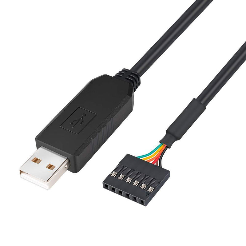 DTECH FTDI USB to TTL Serial Adapter 3.3V Debug Cable 6 Pin Female Socket Header UART IC FT232RL Chip for Windows 10 8 7 Linux MAC (3ft, Black) 3ft/1m - LeoForward Australia