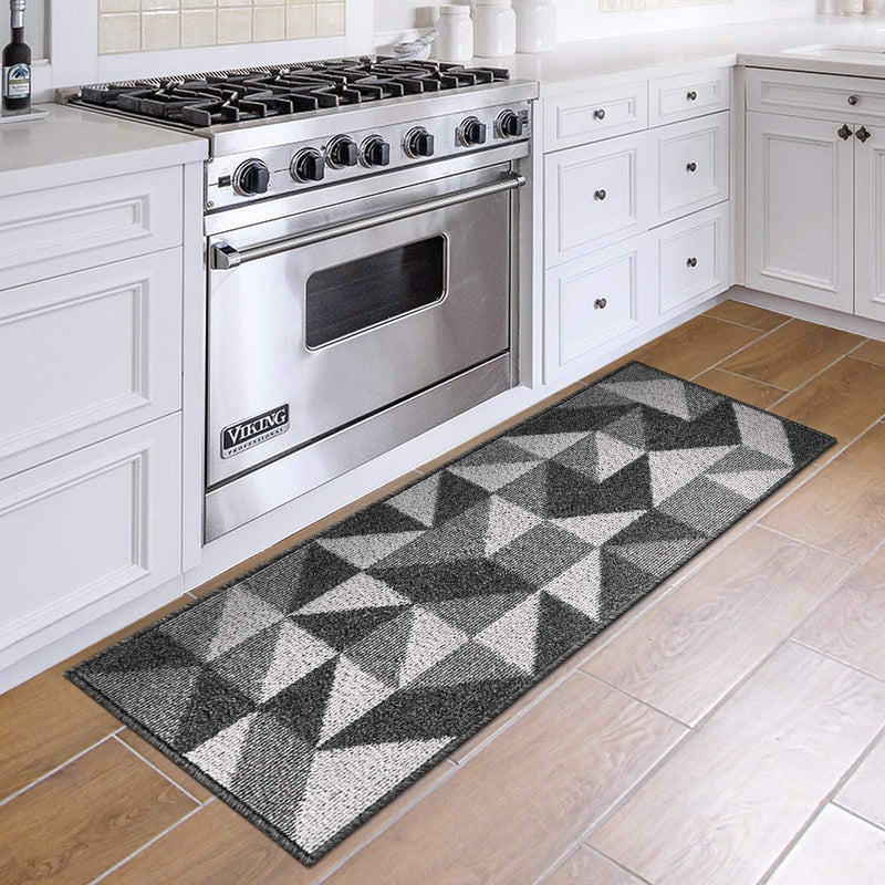  [AUSTRALIA] - DEXI Kitchen Rug Non-Slip Absorbent Mat for Kitchen Floor, Entryway, Hallway and Dining Room, Machine Washable Carpet 20"x47", Black 20"x47"