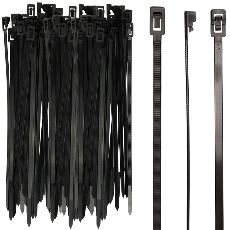  [AUSTRALIA] - Harrier 8-inch Reusable UV Resistant Nylon Cable Zip Ties, Black, 250-Count