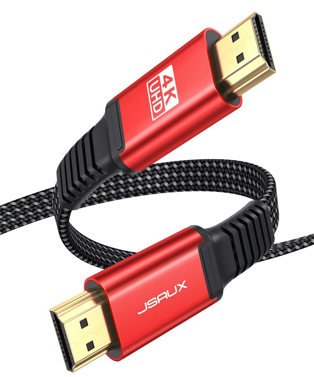 4K HDMI Cable 10ft, JSAUX Flat Slim HDMI 2.0 Cable High Speed 18Gbps HDMI to HDMI Cord Support 3D, 4K@60Hz, 2160P, HD 1080P, Audio Return(ARC) Ethernet Compatible with UHD TV, Playstation PS4 PS3-Red Red - LeoForward Australia