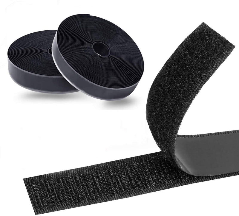  [AUSTRALIA] - Double-Sided Adhesive Tape Self-Adhesive Fasteners, 8M Extra Strong Double Sticky Tape for Sewing, 20mm Wide Self-Adhesive Adhesive Pad Fleece Tape and Hook Tape (Black)
