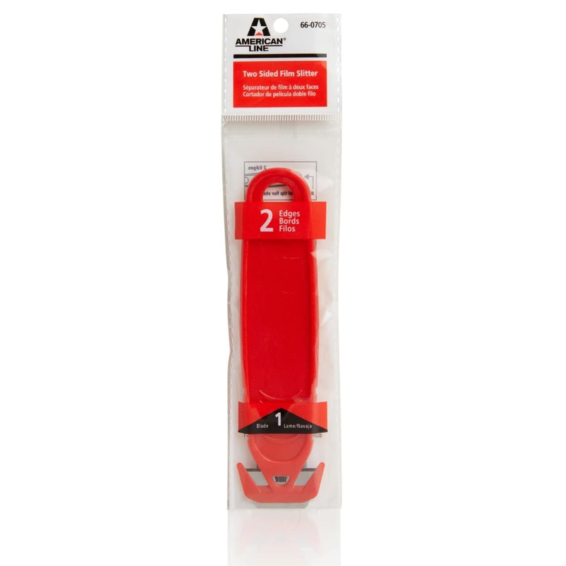  [AUSTRALIA] - American Line Film Slitter Two-Sided Safety Box Cutter with Blunt Steel Punch - Cuts Cardboard, Plastic Wrap, Envelopes, Straps - Includes (1) Carbon Steel Blade - 66-0705 1