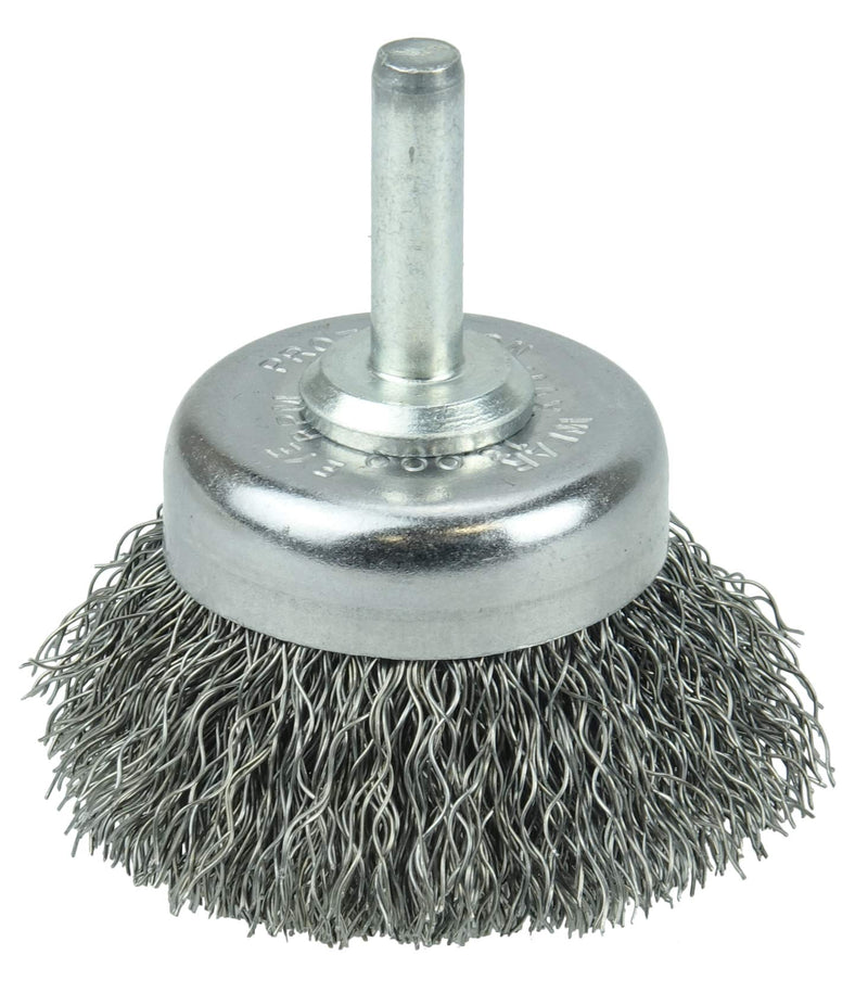  [AUSTRALIA] - Weiler 14301V 1-3/4" Crimped Wire Utility Cup Brush, .0118" Steel Fill, 1/4" Stem, Vending Ready, Made in The USA 1-3/4" Dia .0118" Wire Size x 3/4" Trim Length