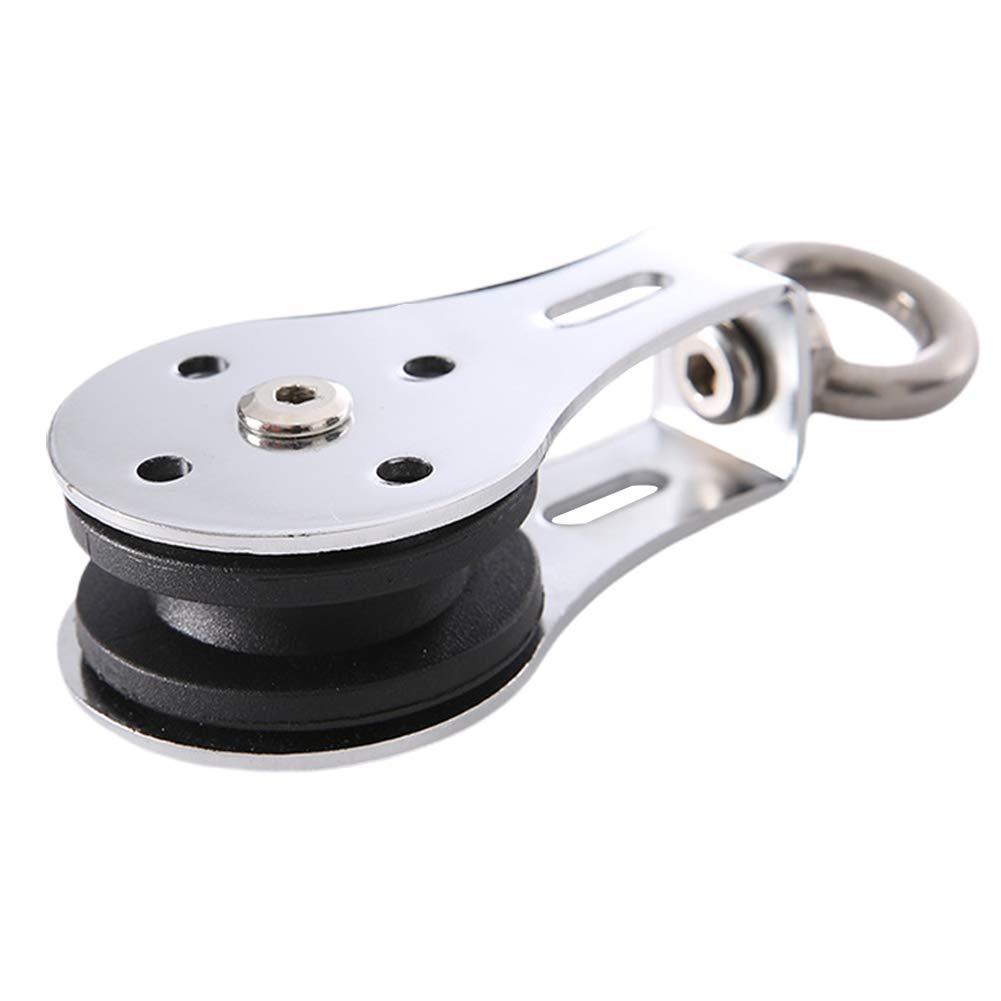 Pulley Block, Single Bearing Lifting Pulley Heavy Duty Silence Double Bearings Nylon Sheave Hanging Wheel Pulley Block Hook Loading 300kg for 3-8mm Steel Wire Rope, Cimbing Rope Silver - LeoForward Australia