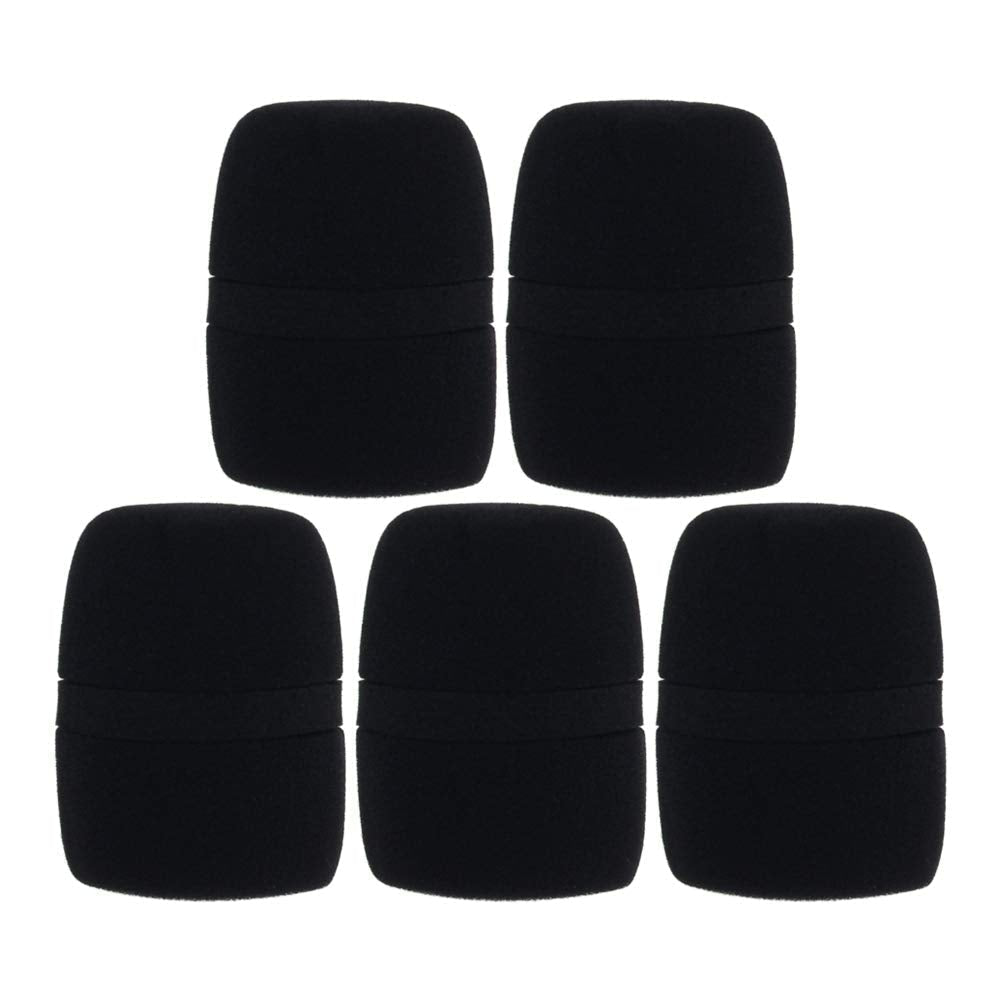  [AUSTRALIA] - Fielect 5Pcs D55mm L80mm Microphone Cover Sponge Foam Mic Cover Microphone Windscreen Shield Protection Handheld Micro Foam Filter Black for KTV Broadcasting