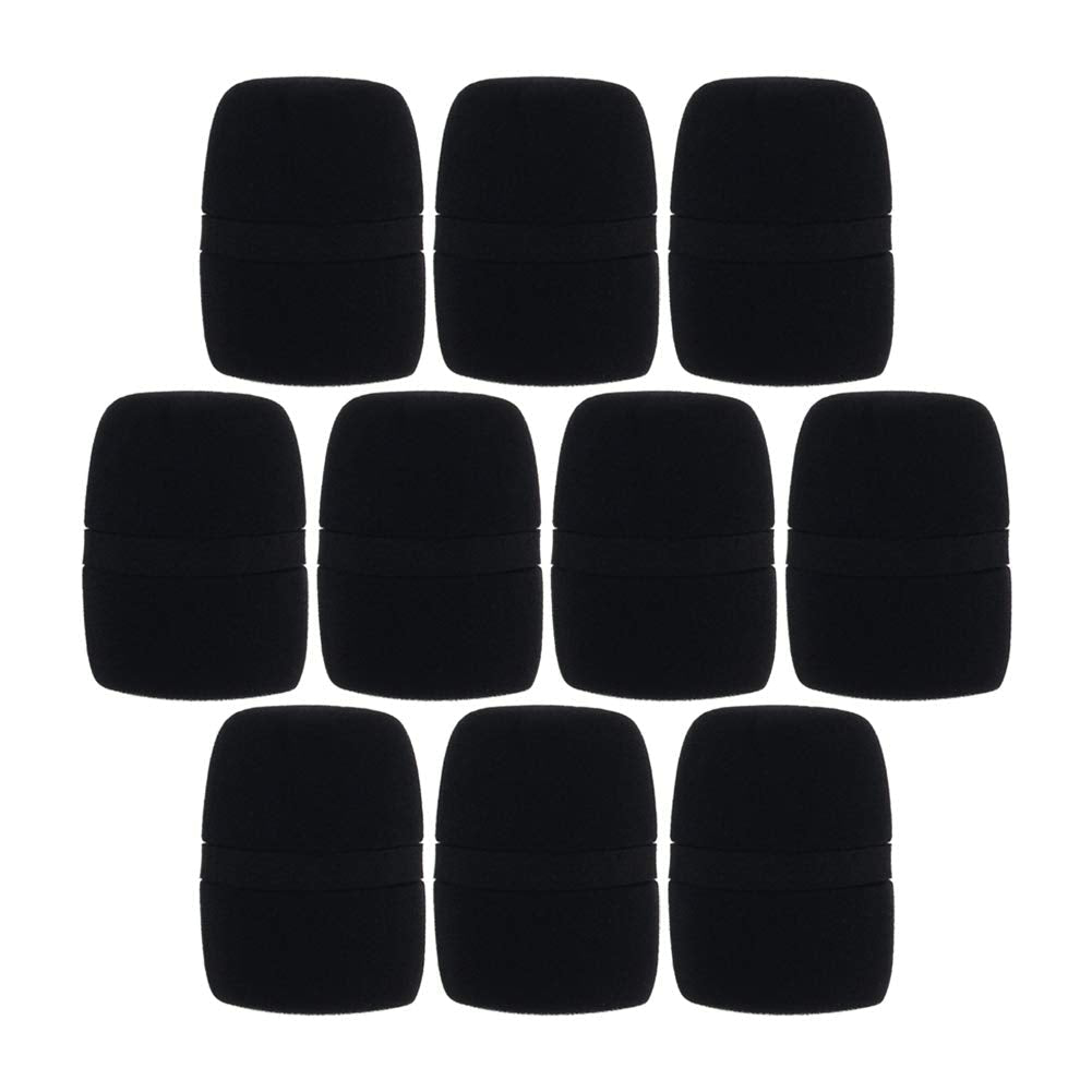  [AUSTRALIA] - Fielect 10Pcs D55mm L80mm Microphone Cover Sponge Foam Mic Cover Microphone Windscreen Shield Protection Handheld Micro Foam Filter Black for KTV Broadcasting