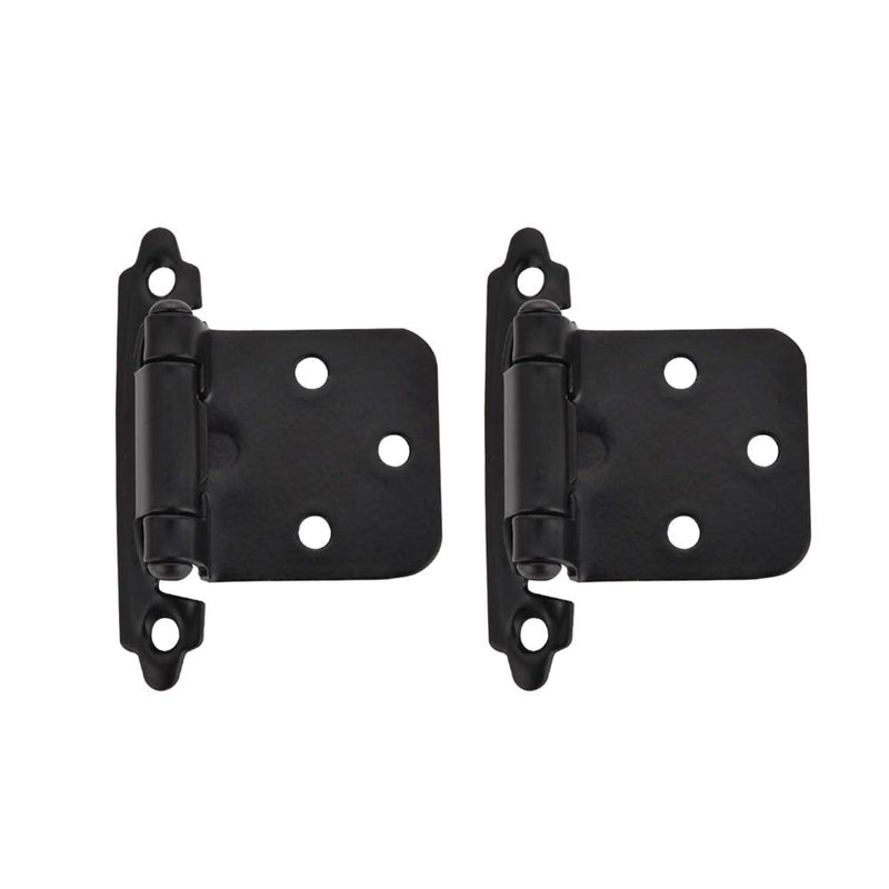  [AUSTRALIA] - JQK 1/2 Inch Overlay Cabinet Door Hinges Black, 2 Pack 1 Pair Flush Face Mount Cupboard Self-Closing Kitchen Cabinet Hinges, CH200-BK-P2