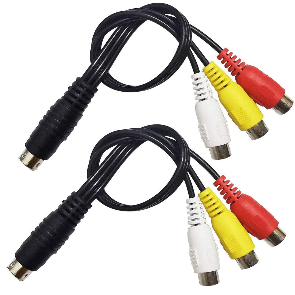 LINGYU.4 Pin to 3 RCA Female Connector Cable,(2 Pack) Audio Video Composite Extension Cable - 10.6in/27cm - LeoForward Australia