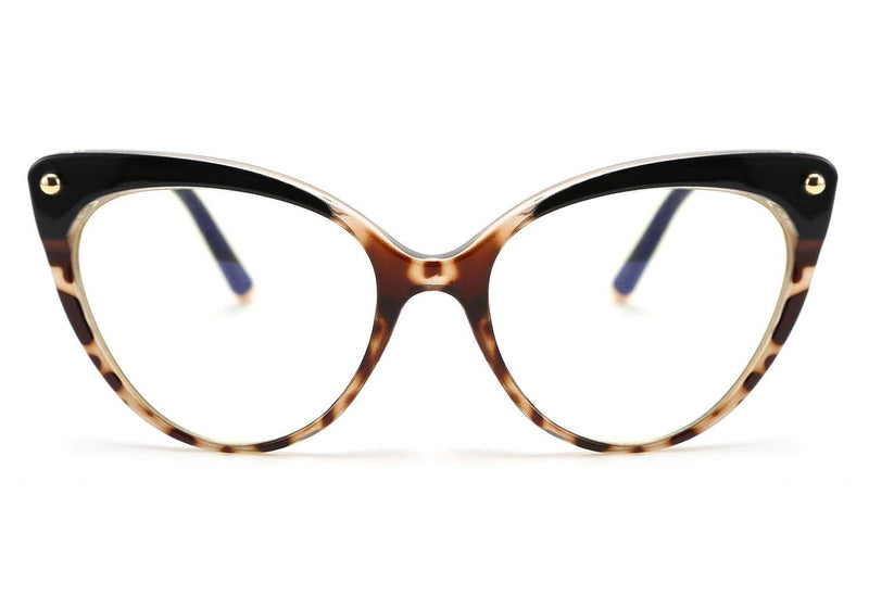 FEISEDY Retro Cateye Blue Light Blocking Glasses TR90 Metal Frame Filter UV Glare Anti Eyestrain Eyewear B2618 03 White-tortoise - LeoForward Australia