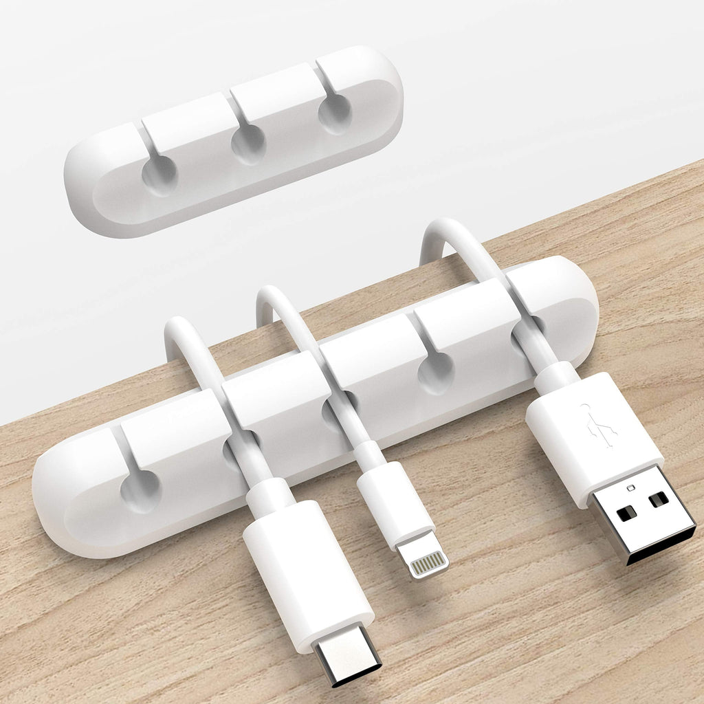  [AUSTRALIA] - White Cable Clips, Cord Organizer Cable Management, Cable Organizers USB Cable Holder Wire Organizer Cord Clips, 2 Packs Cord Holder for Desk Car Home and Office (5, 3 Slots) White