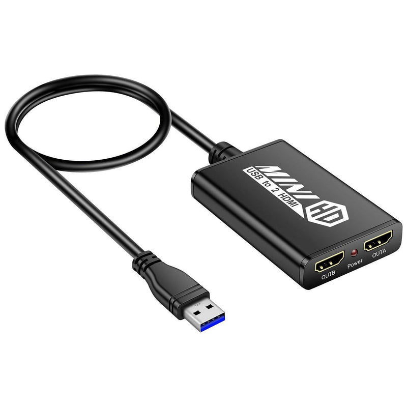  [AUSTRALIA] - UNSTINCER USB 3.0 to Dual HDMI Adapter,Compatible with Windows ChromeBook MacBook,Support 3.5mm Jack Stereo Output Expand 2 Different Display Screens (Dual HDMI Adapter)
