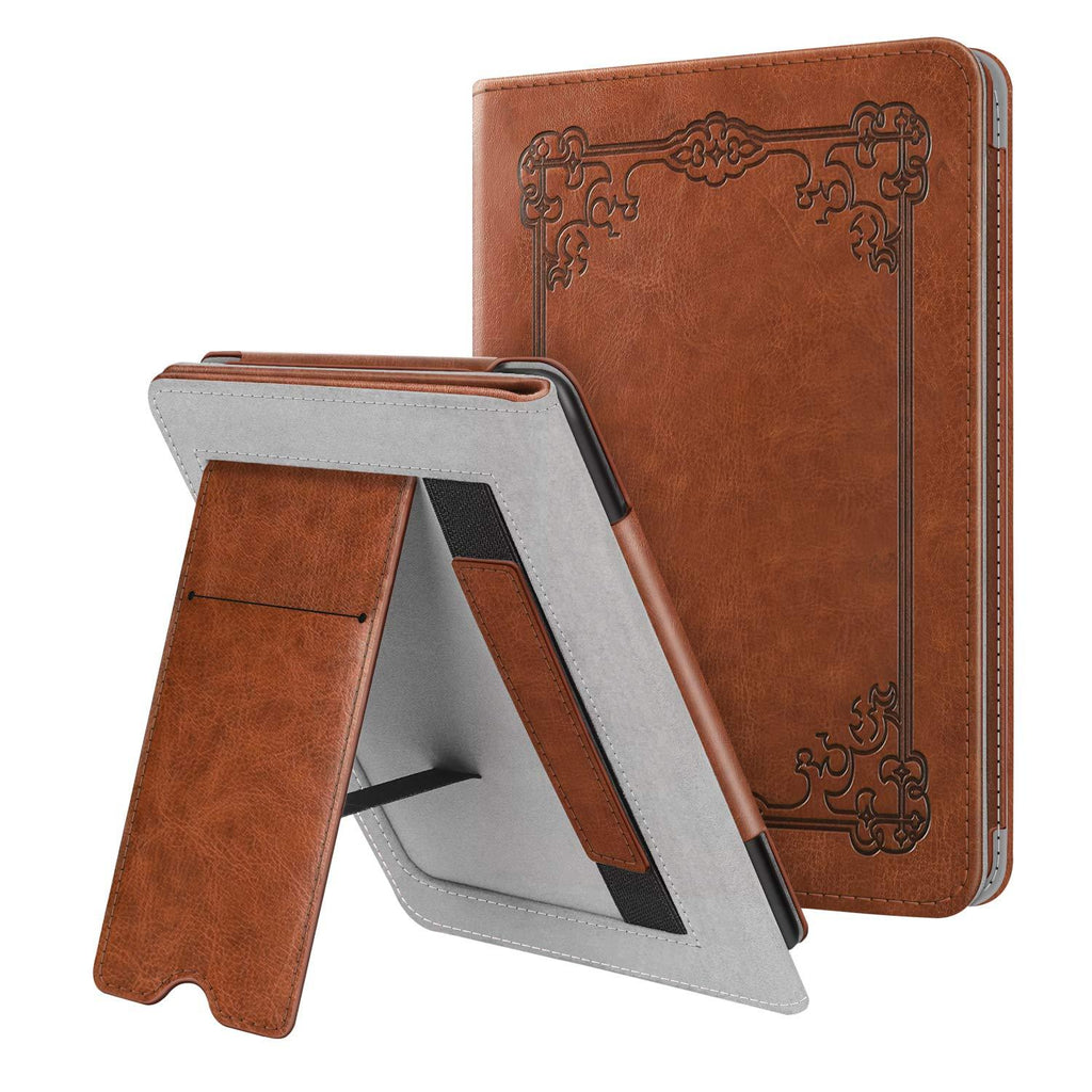  [AUSTRALIA] - Fintie Stand Case for 6" Kindle Paperwhite (Fits 10th Generation 2018 and All Paperwhite Generations Prior to 2018) - Premium PU Leather Sleeve Cover with Card Slot and Hand Strap, Vintage Brown Z-Vintage Brown