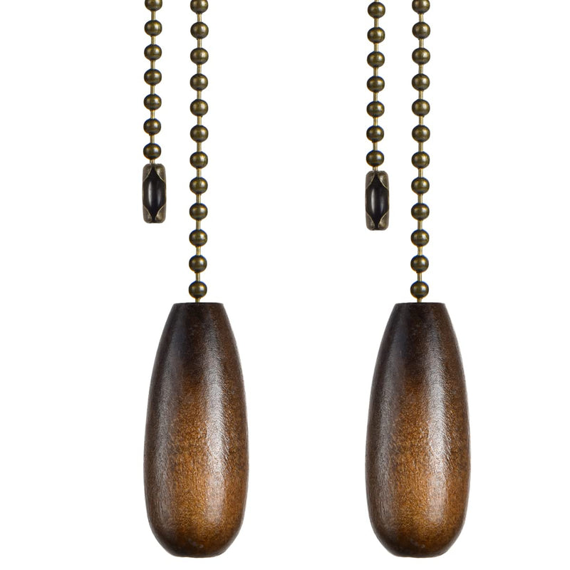  [AUSTRALIA] - Ceiling Fan Pull Chain, 2 Pieces 12-inch Long 3mm Diameter Beaded Ball Chains Bronze with Walnut Wooden Pulls Cord