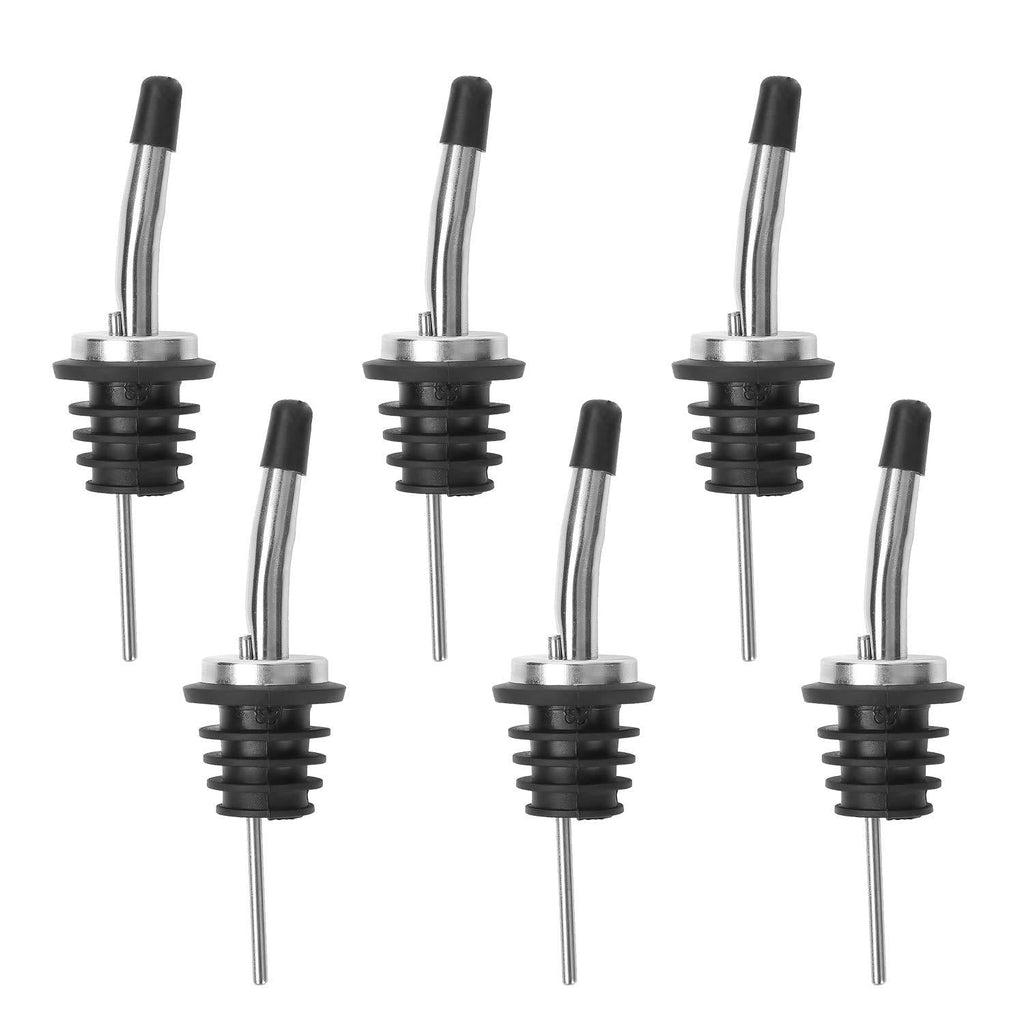  [AUSTRALIA] - [UPGRADED VERSION] 6 Pack Stainless Steel Classic Bottle Pourers Tapered Spout - Liquor Pourers with Rubber Dust Caps