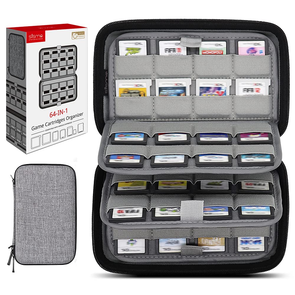  [AUSTRALIA] - sisma 64 Game Cartridge Holders Storage Case for Nintendo 3DS 2DS DS Game Cards - Grey
