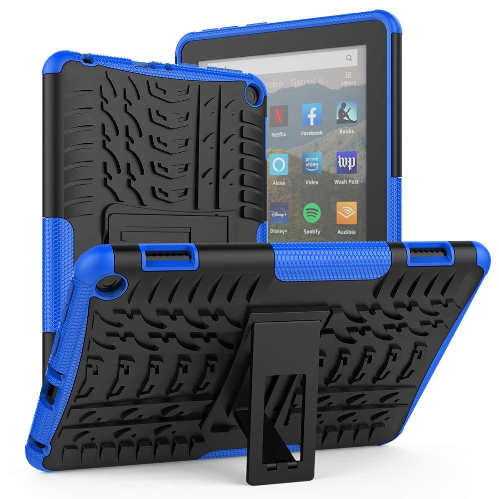 [AUSTRALIA] - ROISKIN for Kindle Fire HD 8 Case 2020 Release 10th Generation Fire 8 Plus Case, Dual Layer Anti-Slip Shockproof Armor Case with Kickstand Blue22