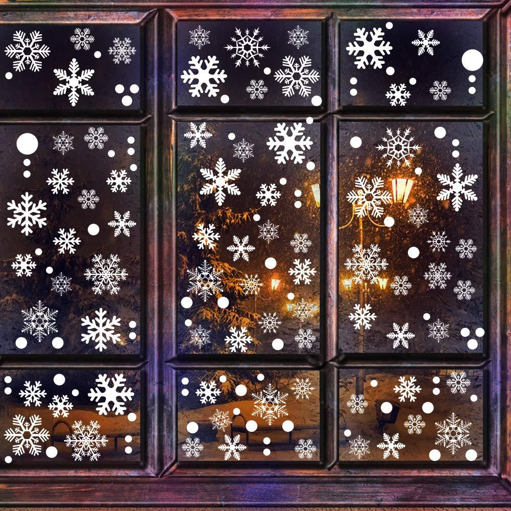  [AUSTRALIA] - 180pcs White Snowflakes Window Clings Decals Stickers,Christmas Winter Wonderland Ornaments Party Supplies Home Decorations（4 Sheets） 180PCS
