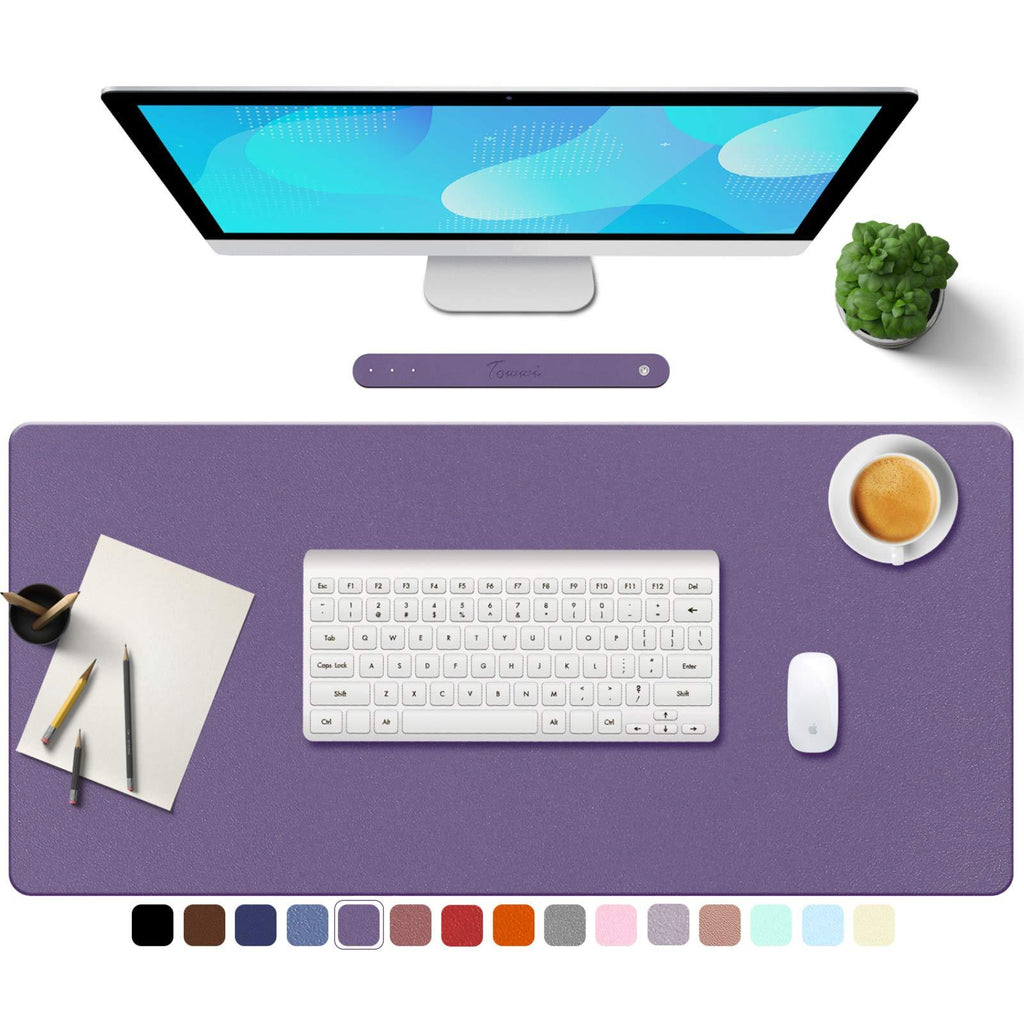 TOWWI PU Leather Desk Pad with Suede Base, Multi-Color Non-Slip Mouse Pad, 32” x 16” Waterproof Desk Writing Mat, Large Desk Blotter Protector (Voilet) Voilet 32" x 16" - LeoForward Australia