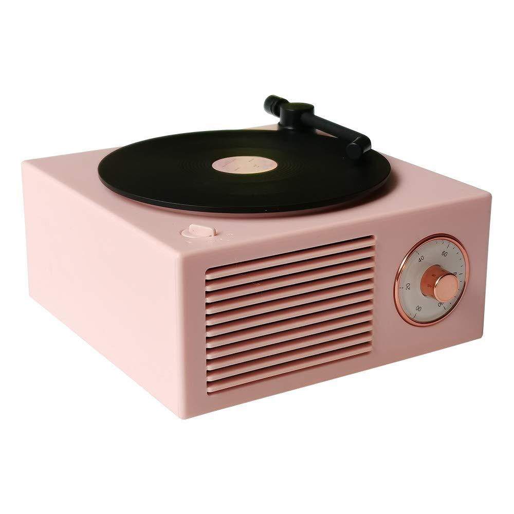 Vinyl Record Player Style Bluetooth Speaker Old Fashioned Classic Style Pink Cute Look Gift for Girls Bass Enhancement Loud Volume Speaker by Wetocke - LeoForward Australia