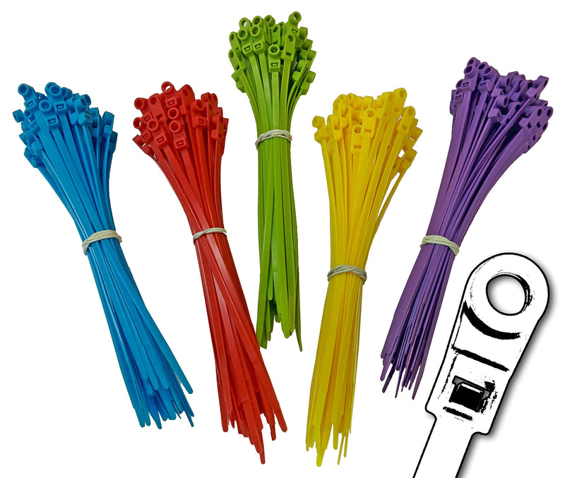  [AUSTRALIA] - Electriduct 12" Nylon Mounting Cable Ties Plastic Mount Head Screw Zip Ties - 50 lbs - 100 Pack - Multicolor (Blue, Red, Green, Yellow, Fuchsia) 12" - 100 Pieces Multicolored