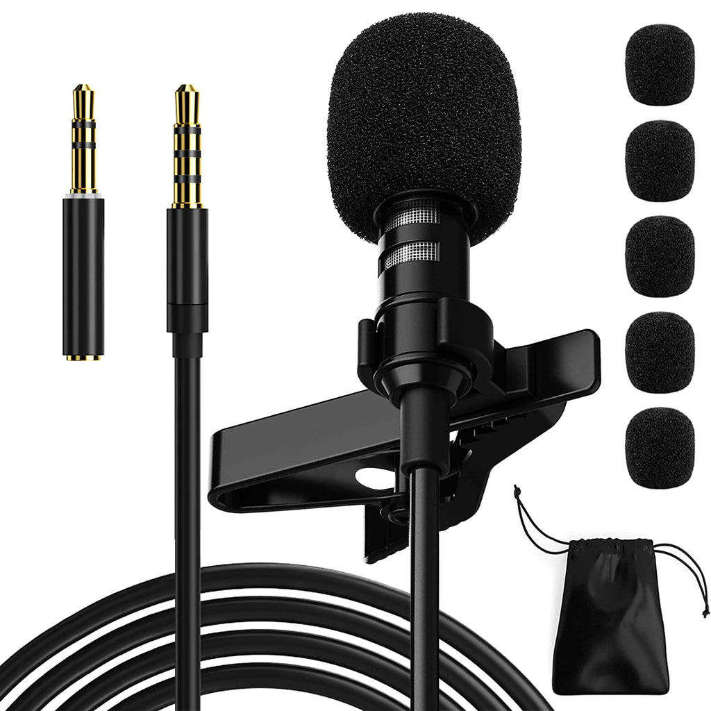 Ryqtop Professional Lavalier Microphone,Phone Microphone,Noise Reduction Mic, Suitable for Interview,Video,Recording,Black.59‘’ (3.5mm) 3.5mm - LeoForward Australia