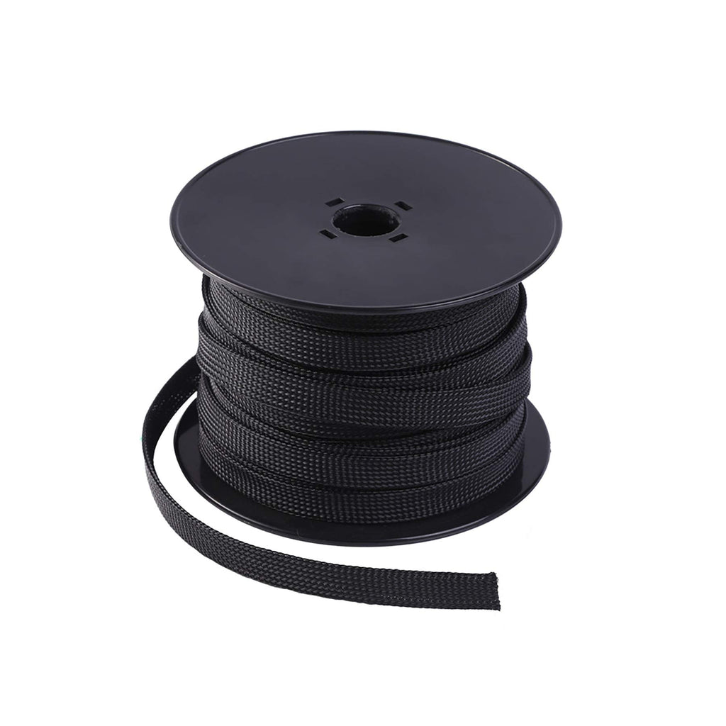  [AUSTRALIA] - Keco 50ft – 1/4 inch & 1/2 inch PET Expandable Braided Cable Sleeve – Wire Sleeving for Audio Video and Other Home Device Cable Automotive Wire - Black 1/4"-25ft & 1/2"-25ft