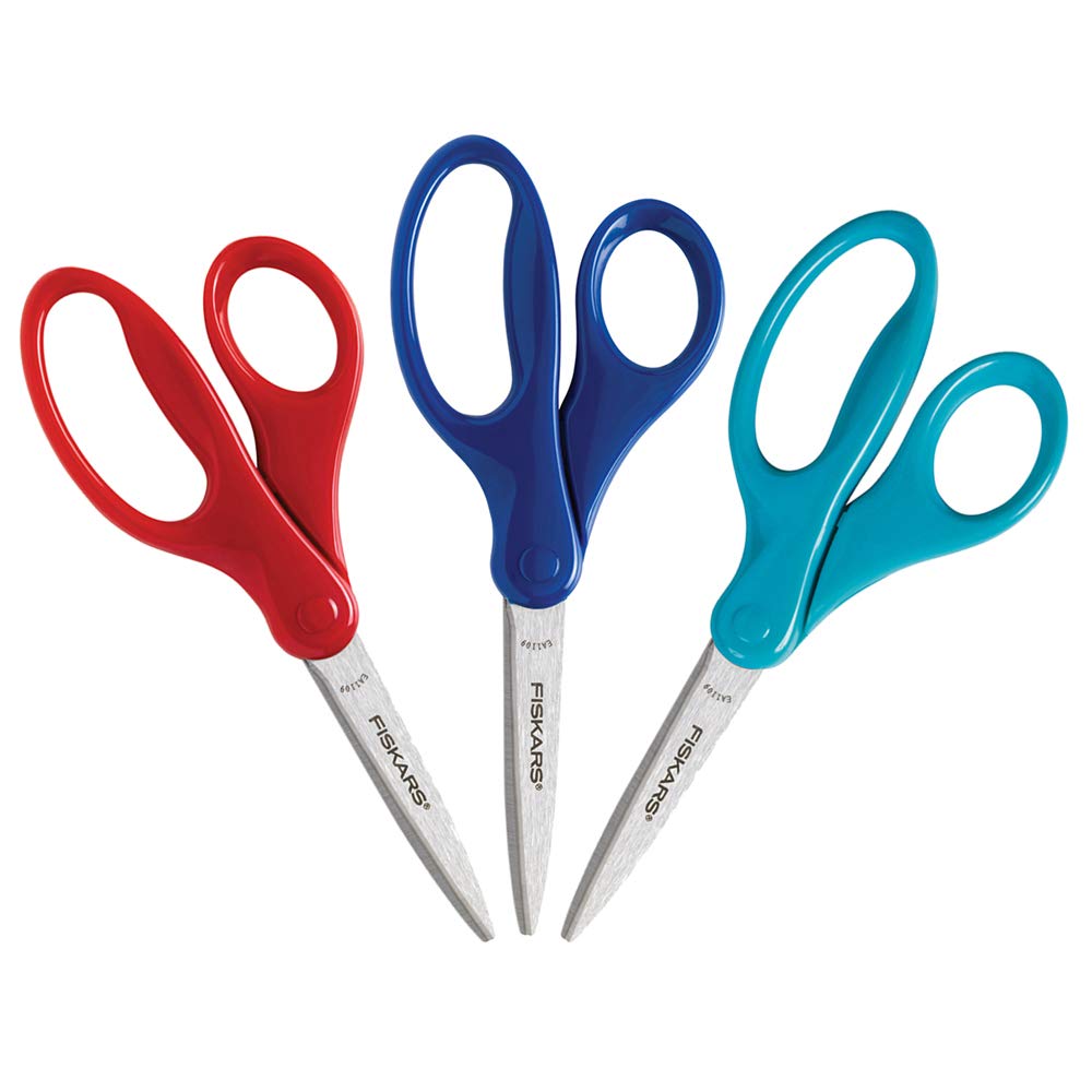  [AUSTRALIA] - Fiskars 194580-1037 Back to School Supplies, Student Kids Scissors, 7 Inch, 3 Pack, Assorted Colors