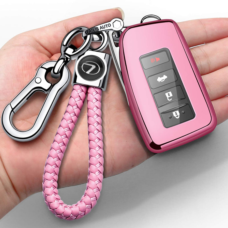 Autophone for Lexus Key Fob Cover with Logo Keychain Soft TPU 360 Degree Protection Key Shell Case Compatible with Lexus RX ES GS LS NX RS GX LX RC LC Smart Key-Pink Pink - LeoForward Australia