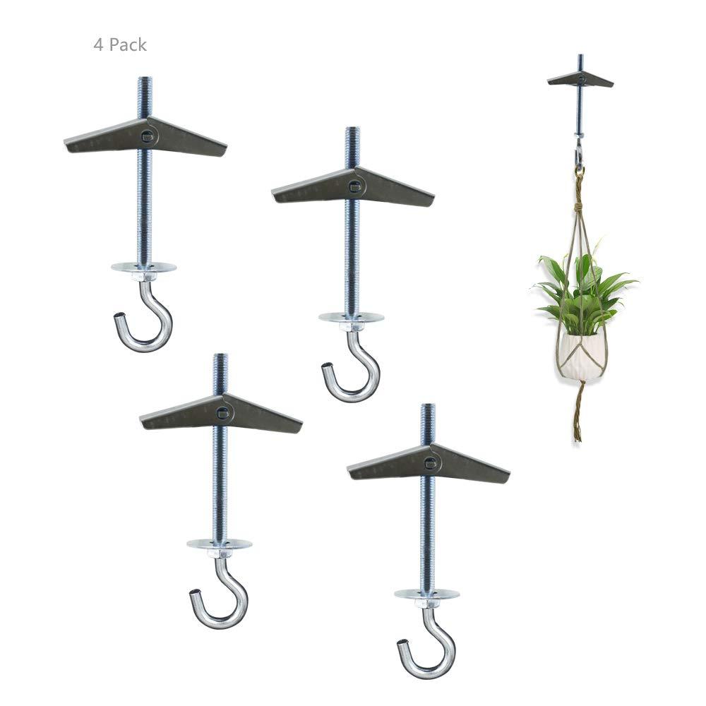 4 Pack Carbon Steel Plasterboard Ceiling Hooks Spring Toggle Wing Bolts Hanger Wall Ceiling Installation Cavity Wall Fixing Anchors Ceiling Hook Heavy Duty Swag Hanging Plants 4pcs - LeoForward Australia