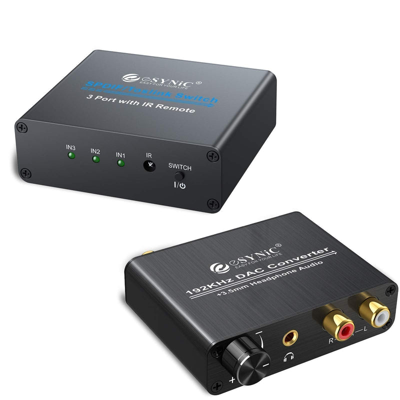  [AUSTRALIA] - eSynic 3 Port Toslink Switch Bundle with 192Khz Digital to Analog Converter