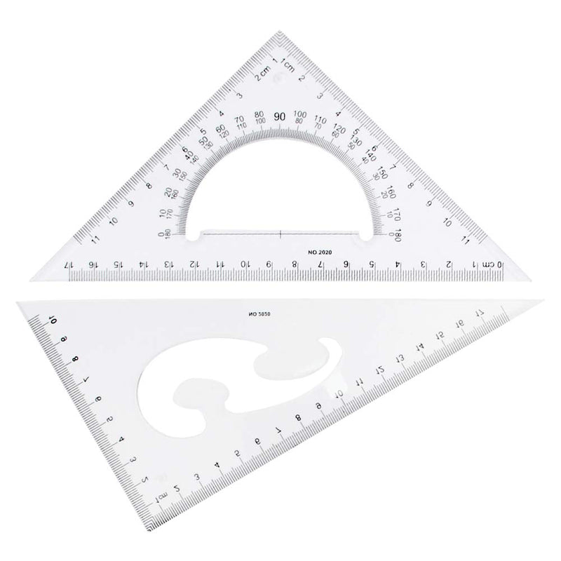  [AUSTRALIA] - Utoolmart Triangle Ruler Set, 50cm / 19.7-inch Plastic Right Angle Ruler, Protractor, Measuring Tool for Drafting Drawing Learning Math Geometry Ruler 1 Pcs
